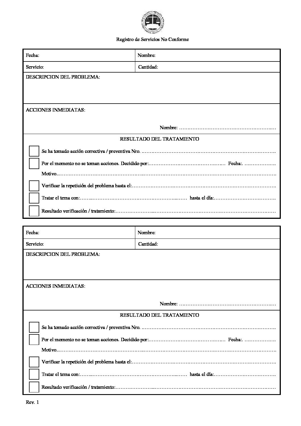 ISO9001-SNC- Registro de SNC - REV 1
