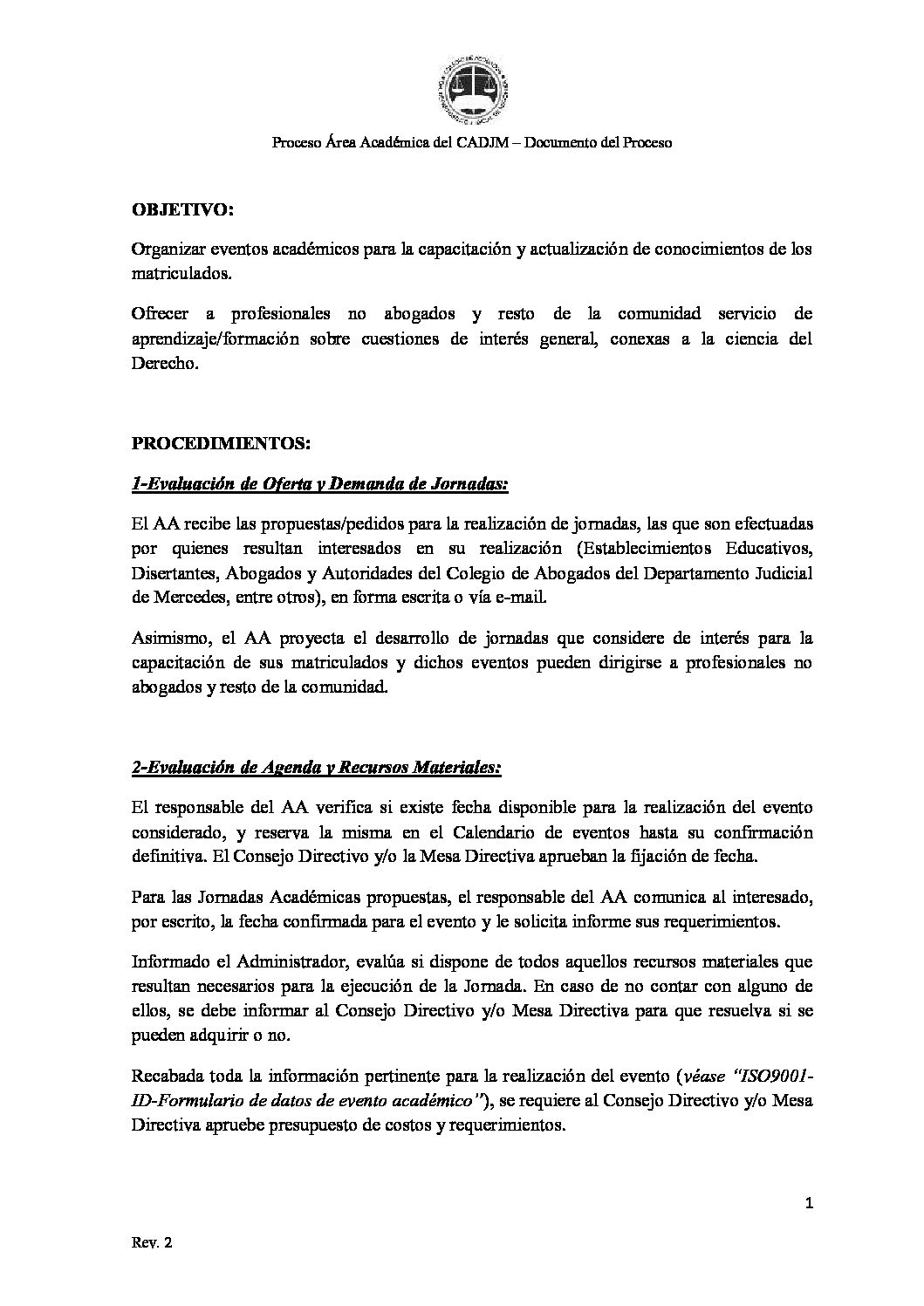 ISO9001-AA-Documento del proceso - REV 2